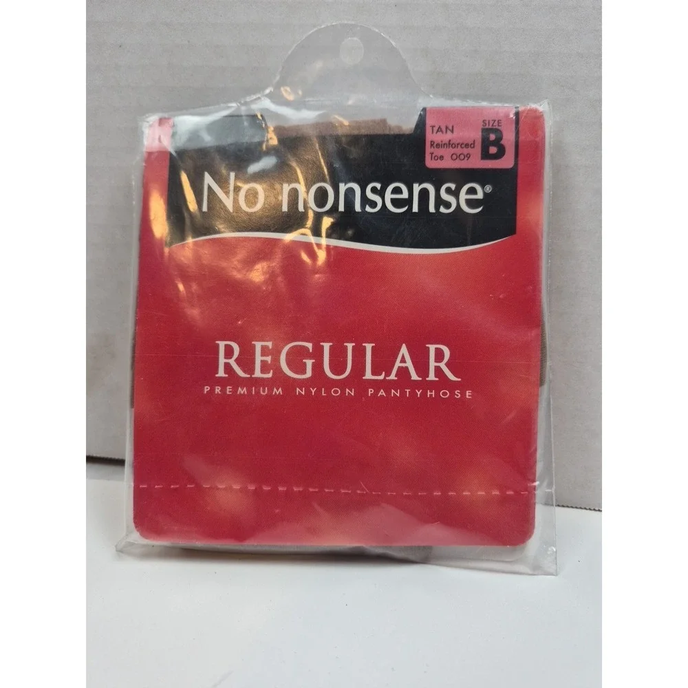 No Nonsense Regular Pantyhose Tan‎ Reinforced Toe 009 Size B NOS